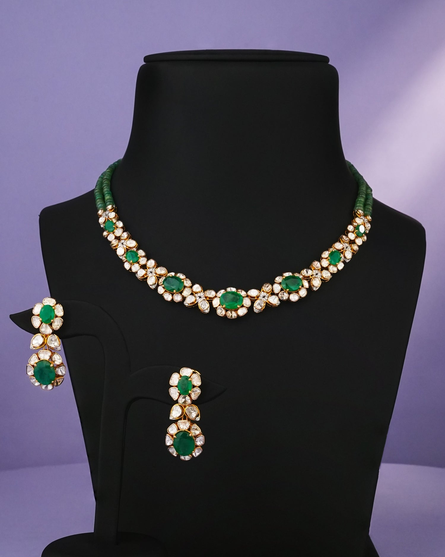 Anaya Polki And Diamond Long Earrings