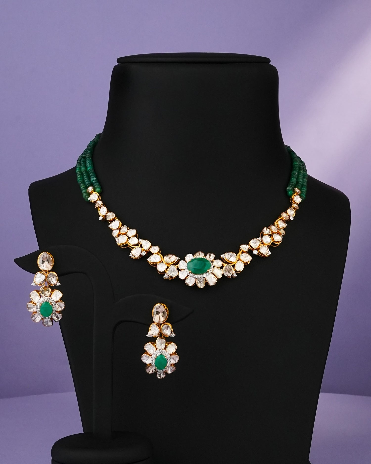 Bella Polki And Diamond Long Earrings