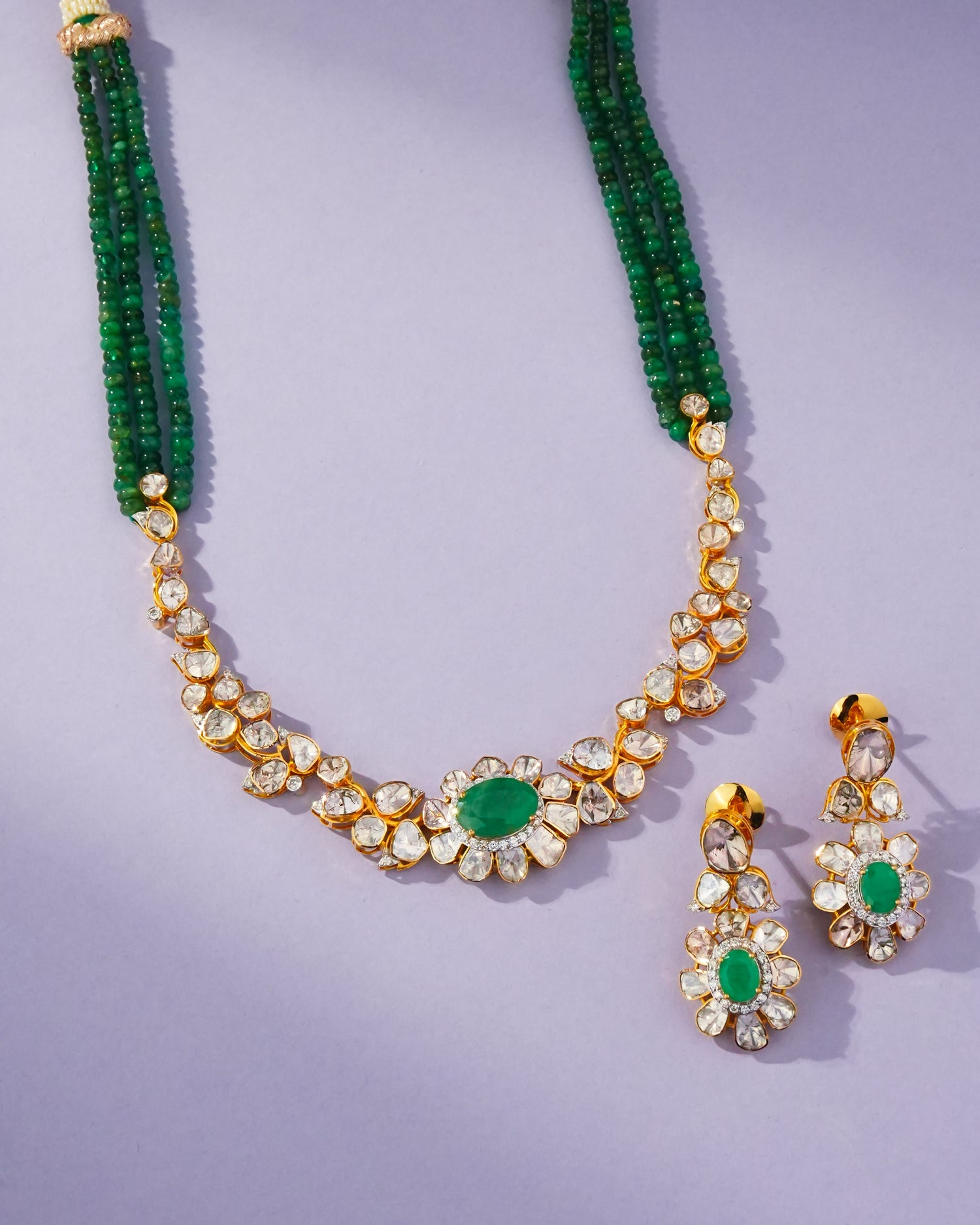 Bella Polki And Diamond Long Earrings