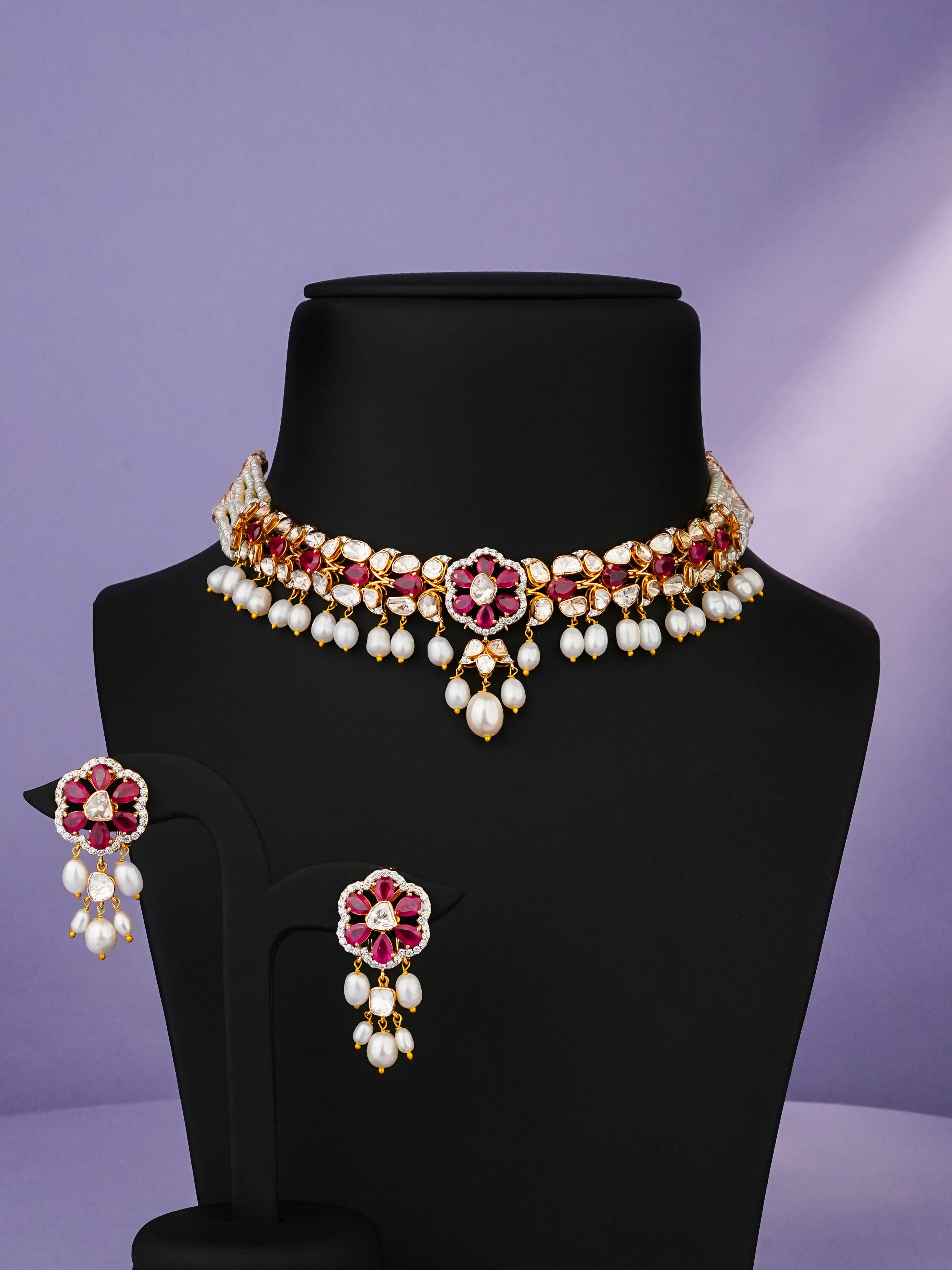 Noelle Polki And Diamond Long Earrings