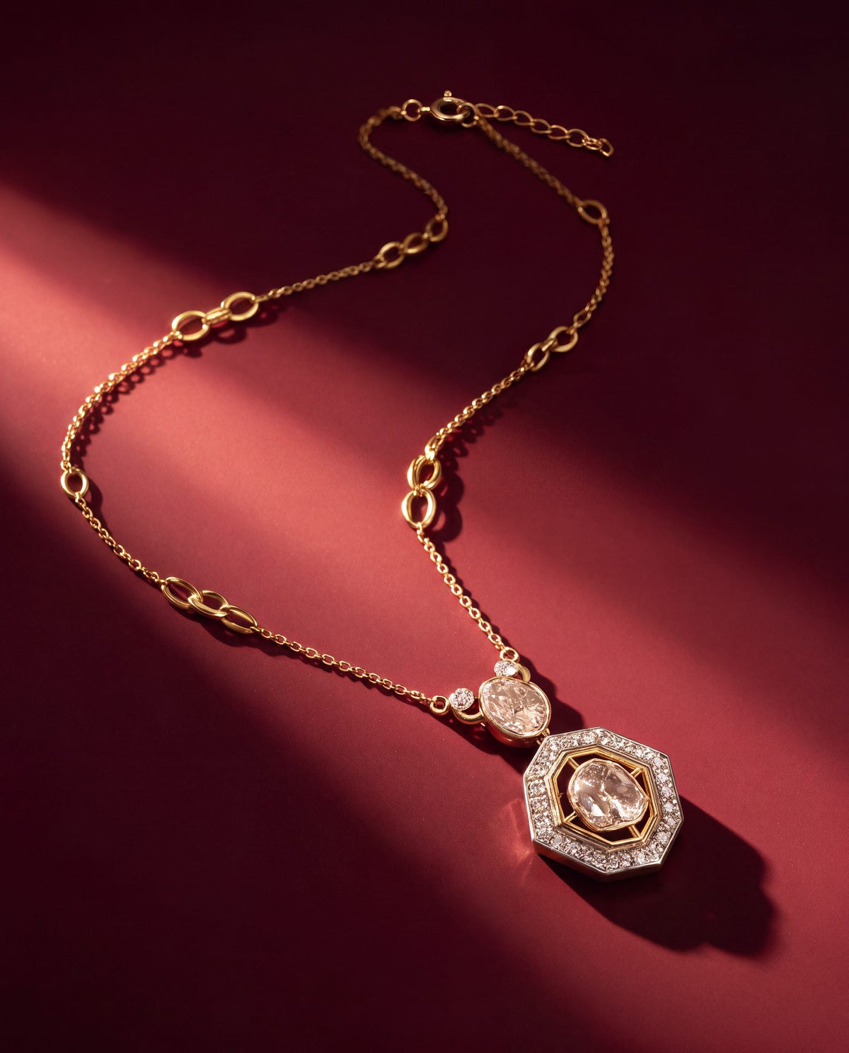 Minal Polki And Diamond Pendant