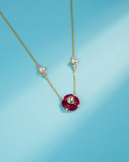 Madhu Polki And Diamond Pendant