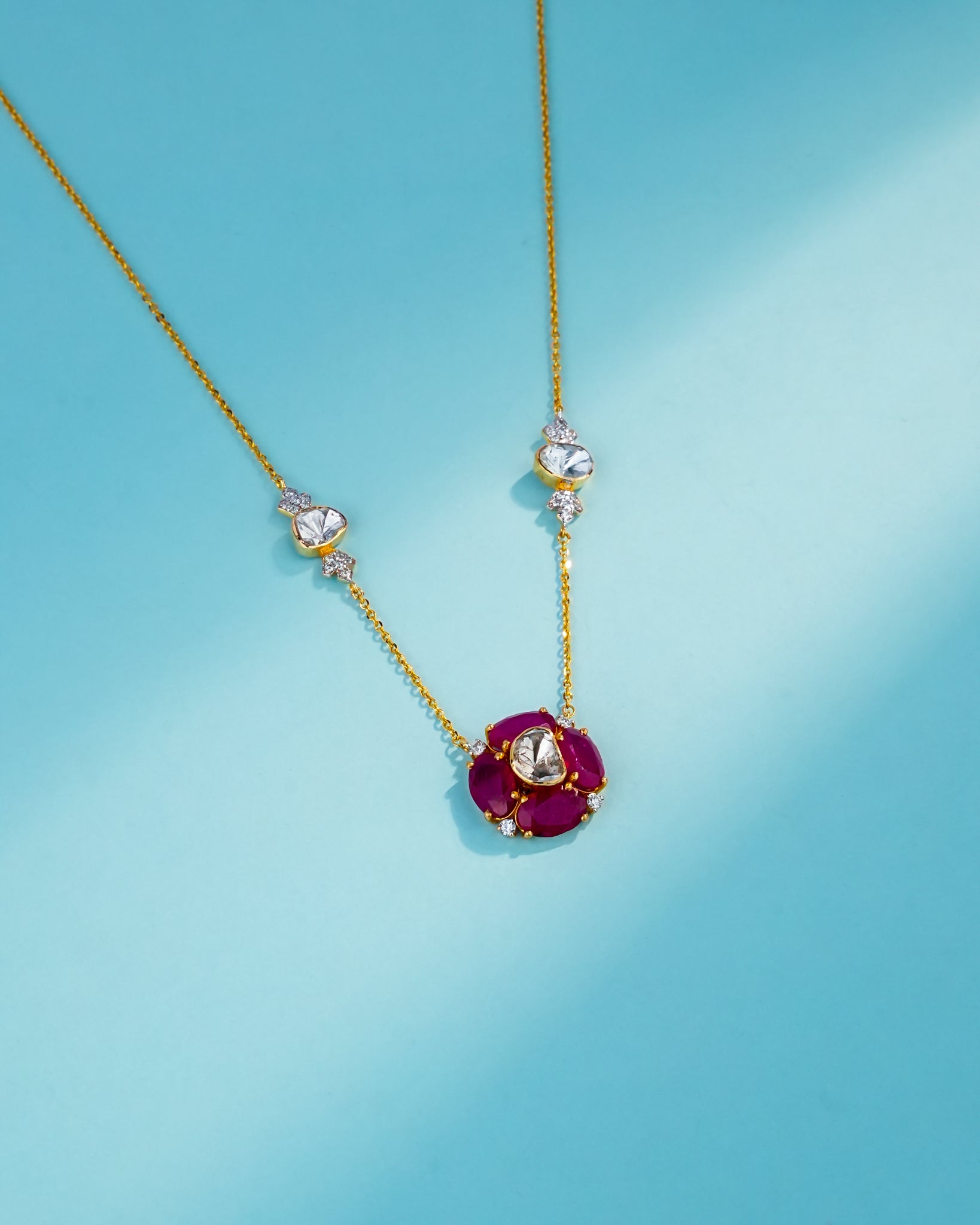 Madhu Polki And Diamond Pendant