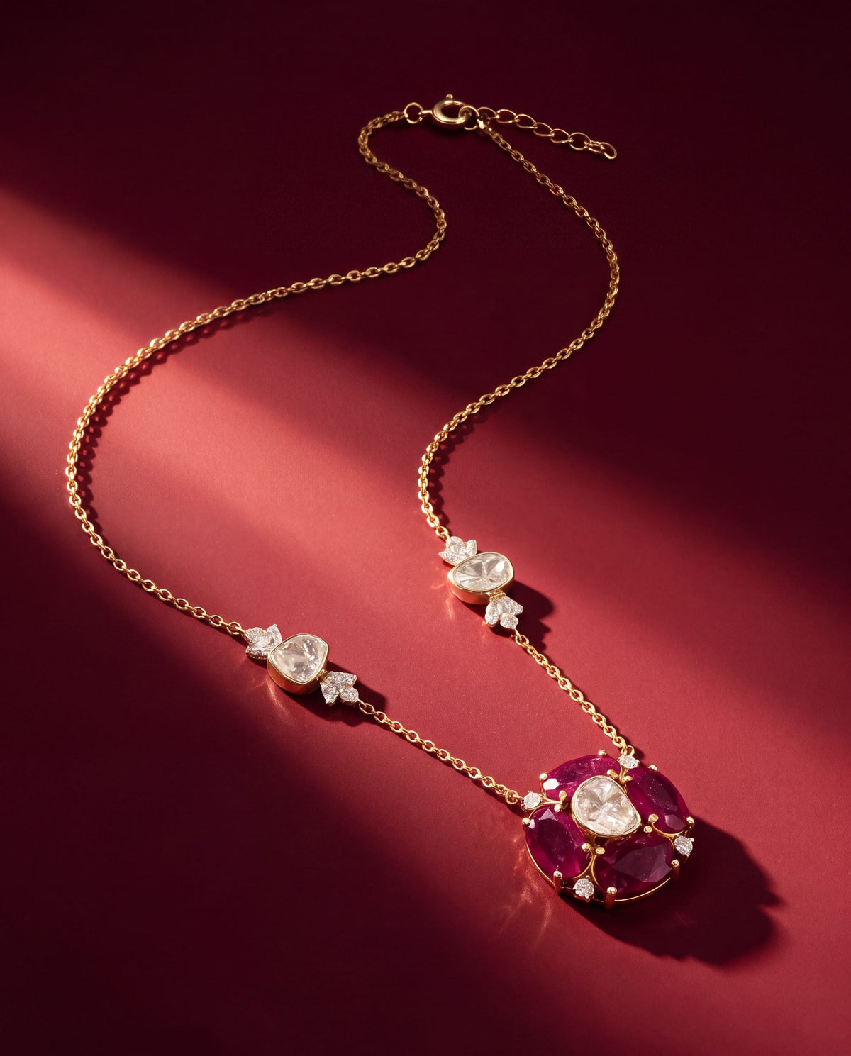 Madhu Polki And Diamond Pendant
