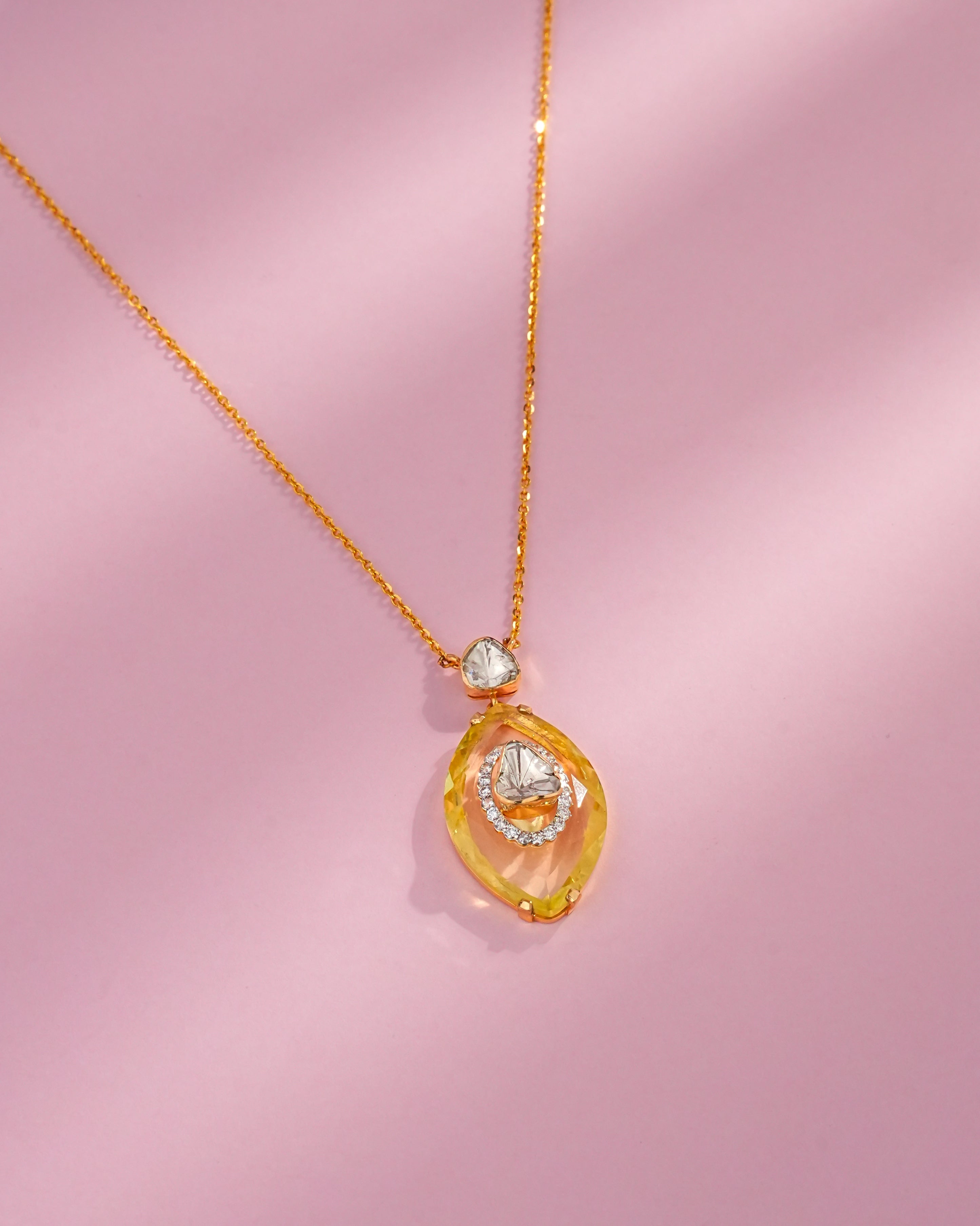 Mahi Polki And Diamond Pendant