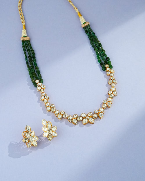 Fathima Polki And Diamond Necklace