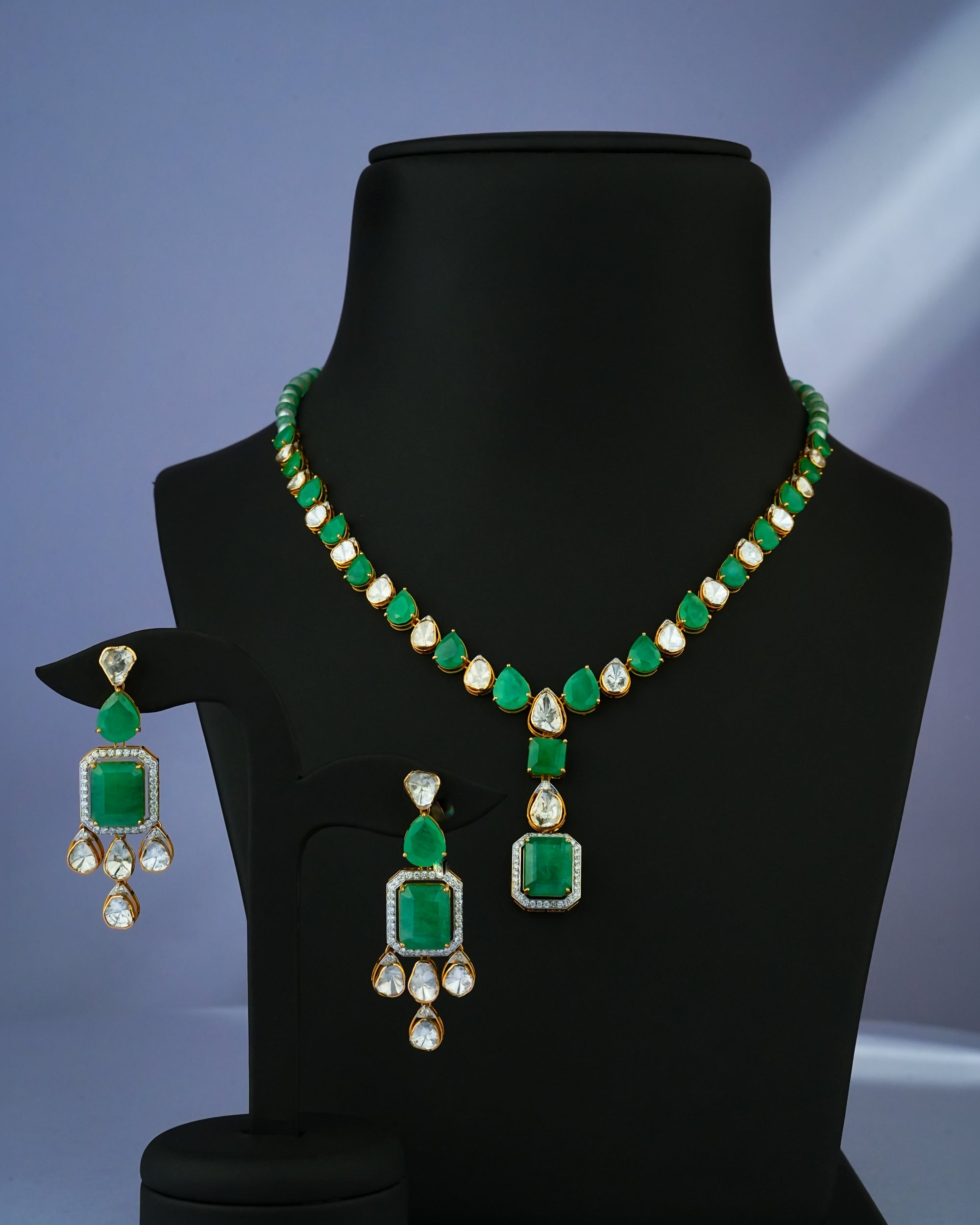 Sheena Polki And Diamond Long Earrings