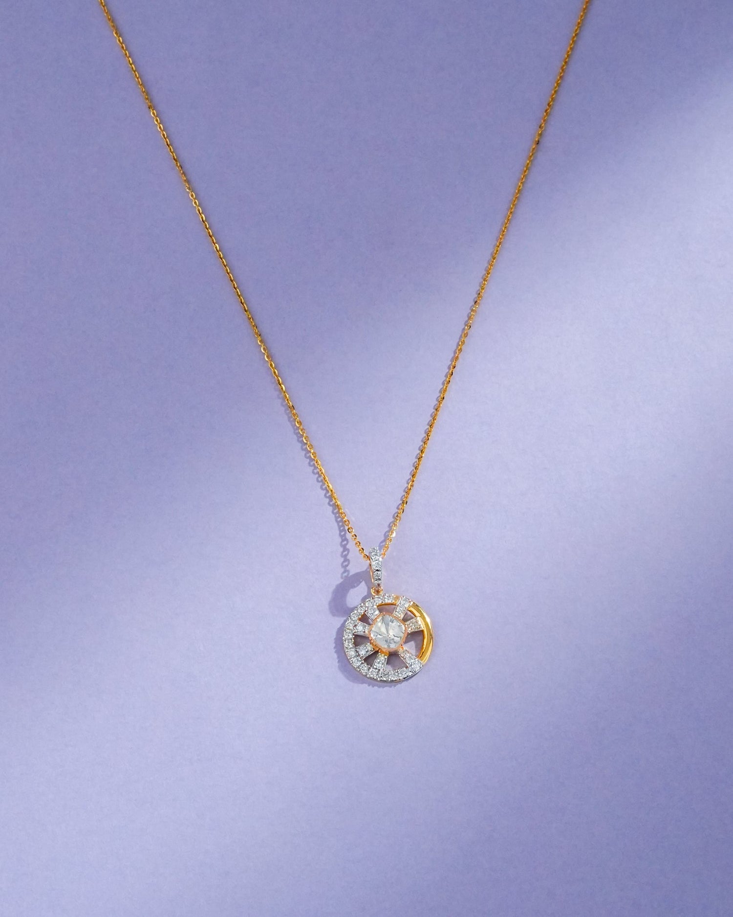 Diya Polki And Diamond Pendant