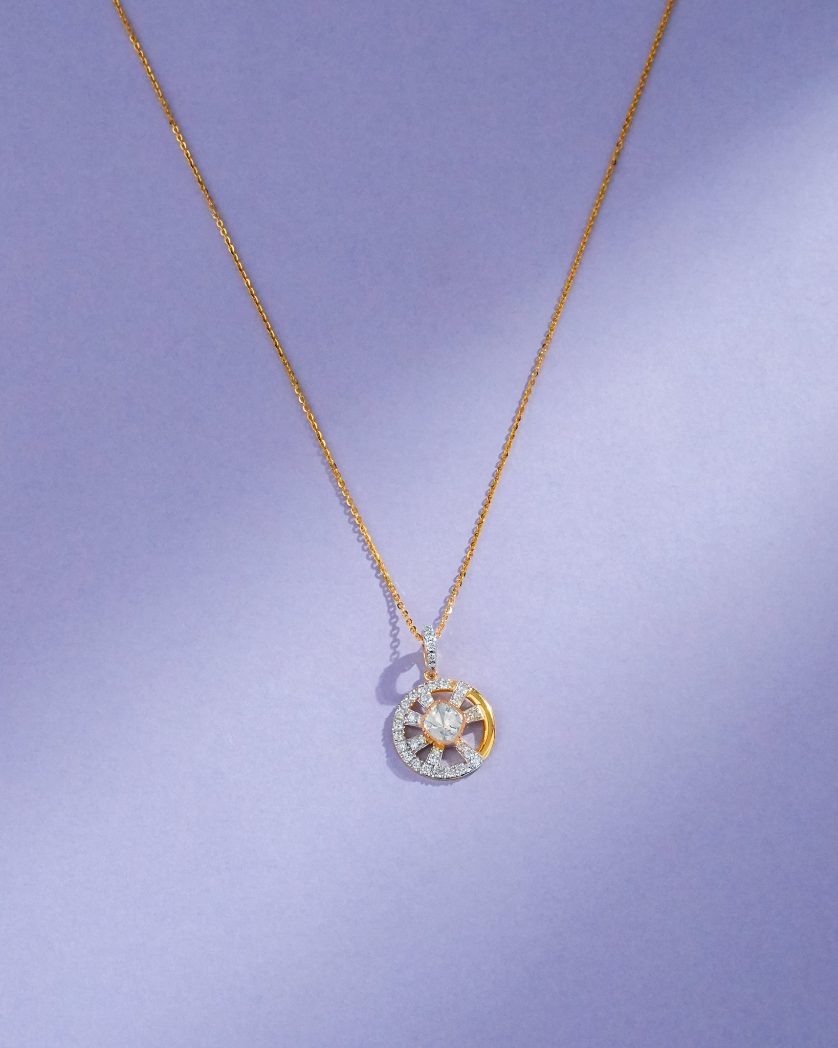 Diya Polki And Diamond Pendant