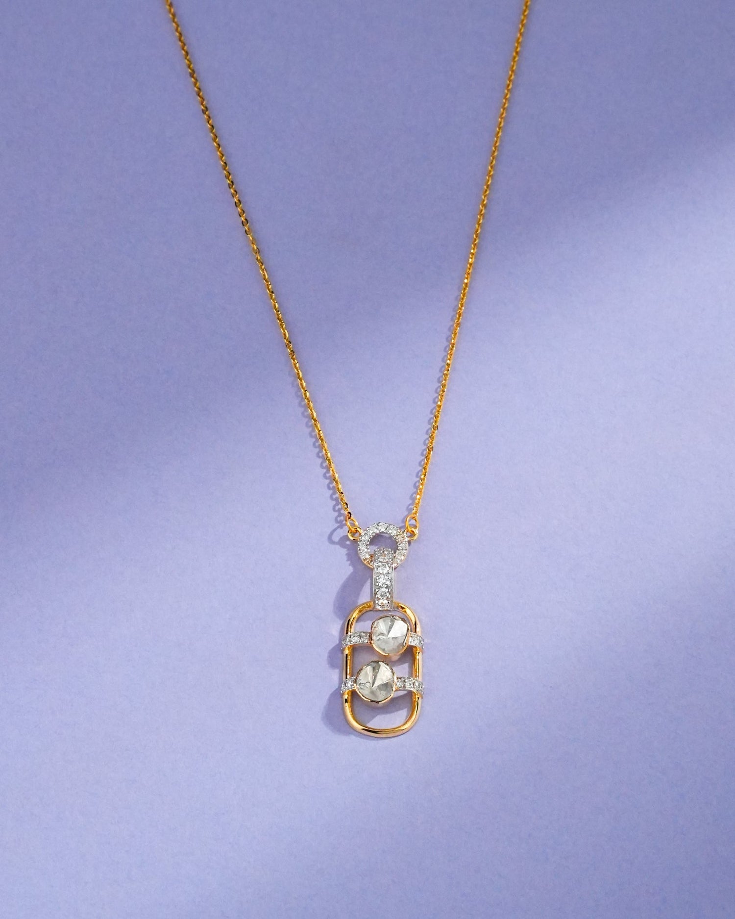 Neha Polki And Diamond Pendant