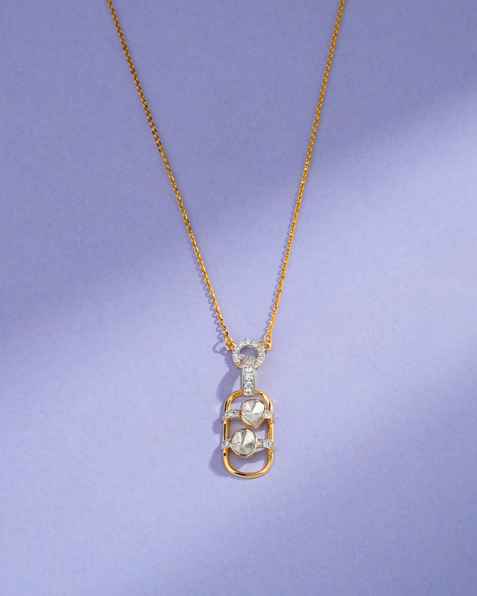 Neha Polki And Diamond Pendant