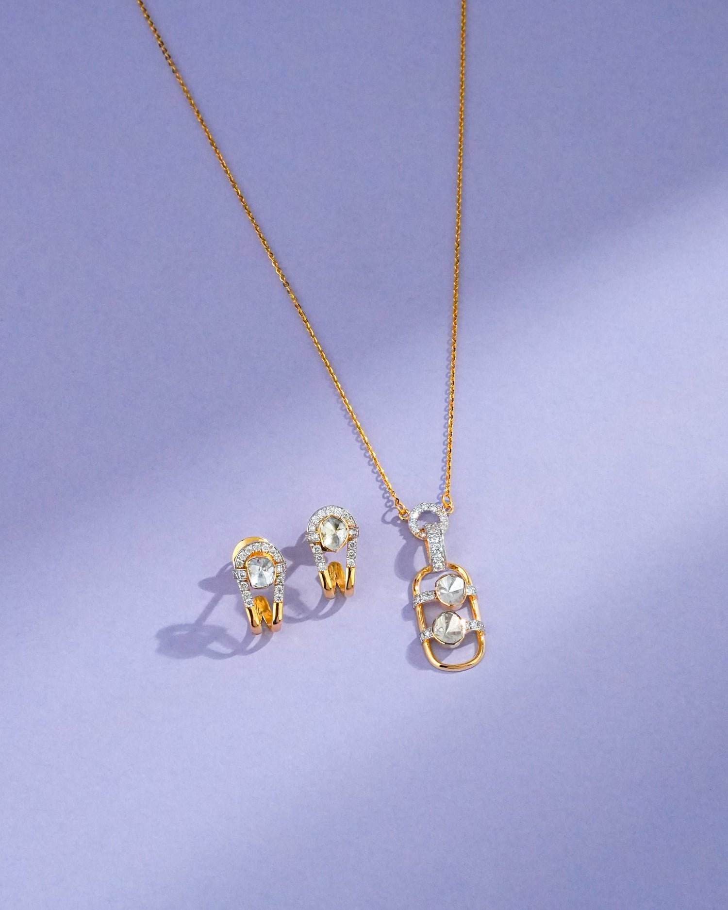 Neha Polki And Diamond Pendant