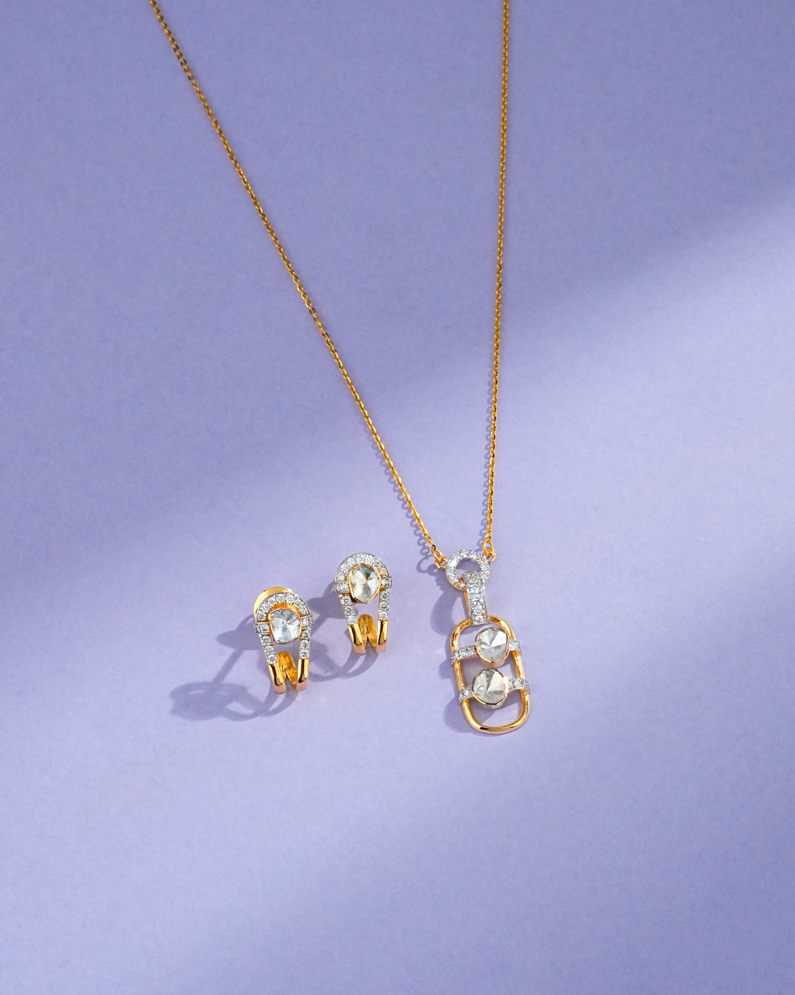 Neha Polki And Diamond Pendant