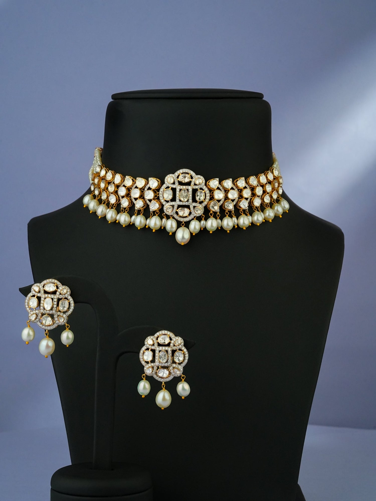 Aleesha Polki And Diamond Hoops