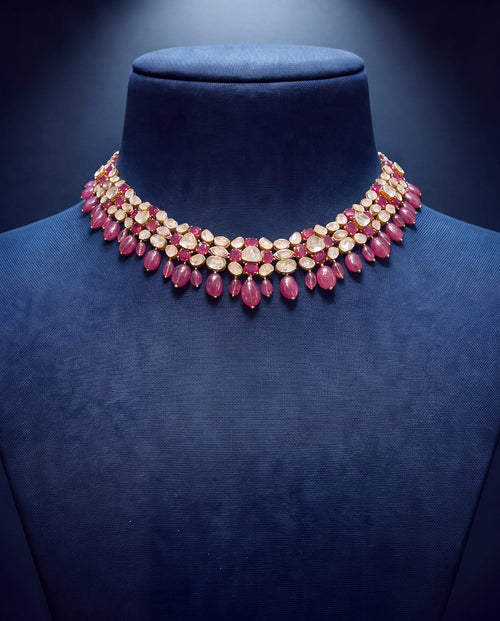 Krandasi Polki And Diamond Necklace