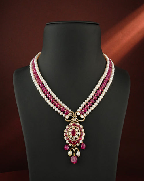 Evie Polki And Diamond Bead Pendant