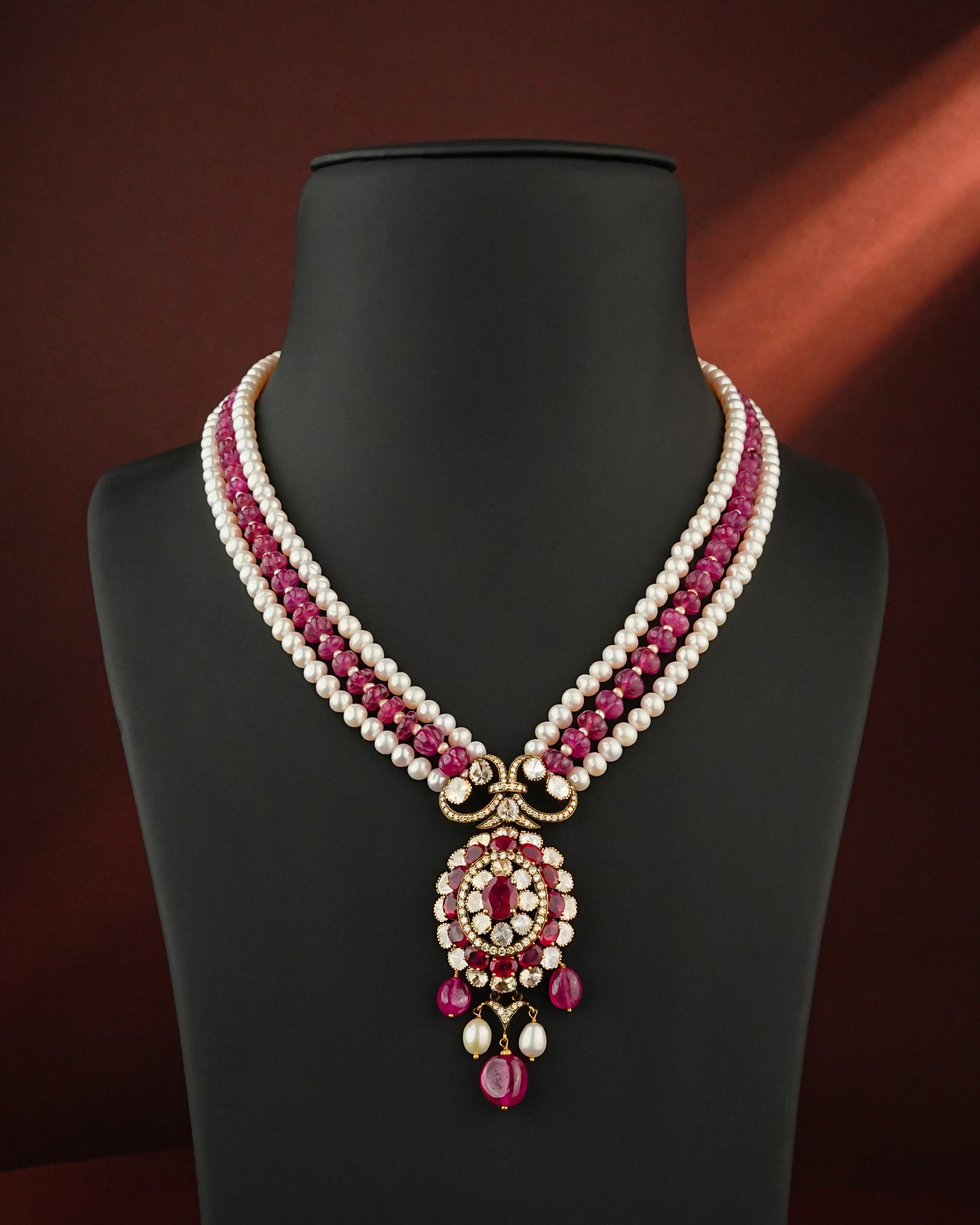 Evie Polki And Diamond Bead Pendant