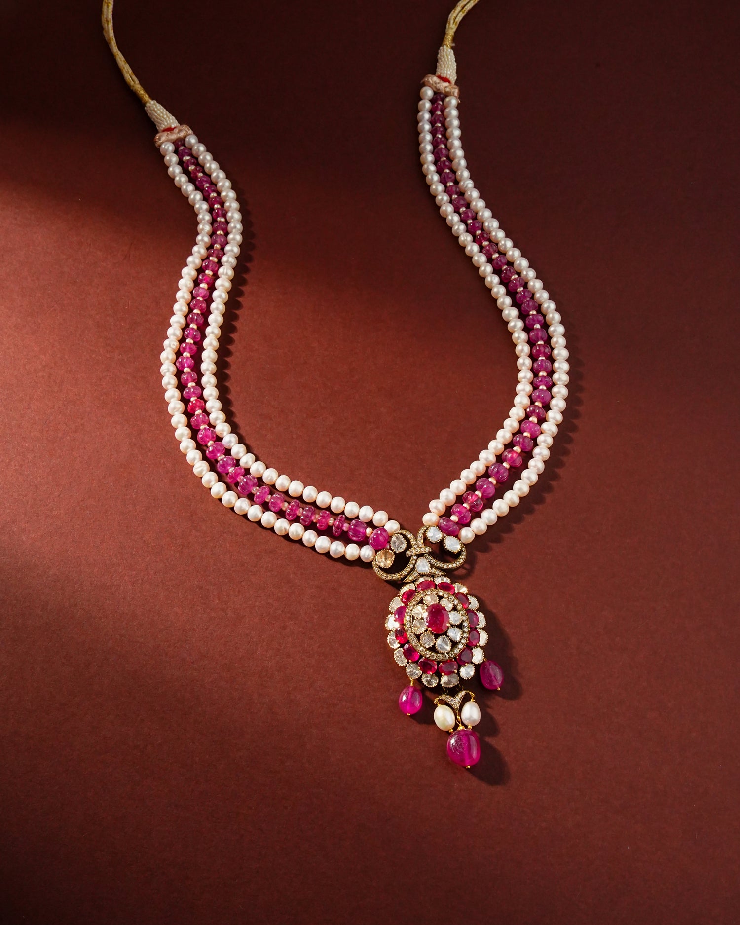 Evie Polki And Diamond Bead Pendant