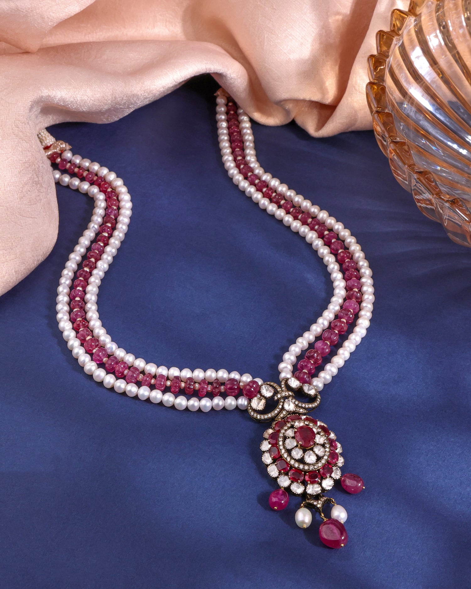 Evie Polki And Diamond Bead Pendant