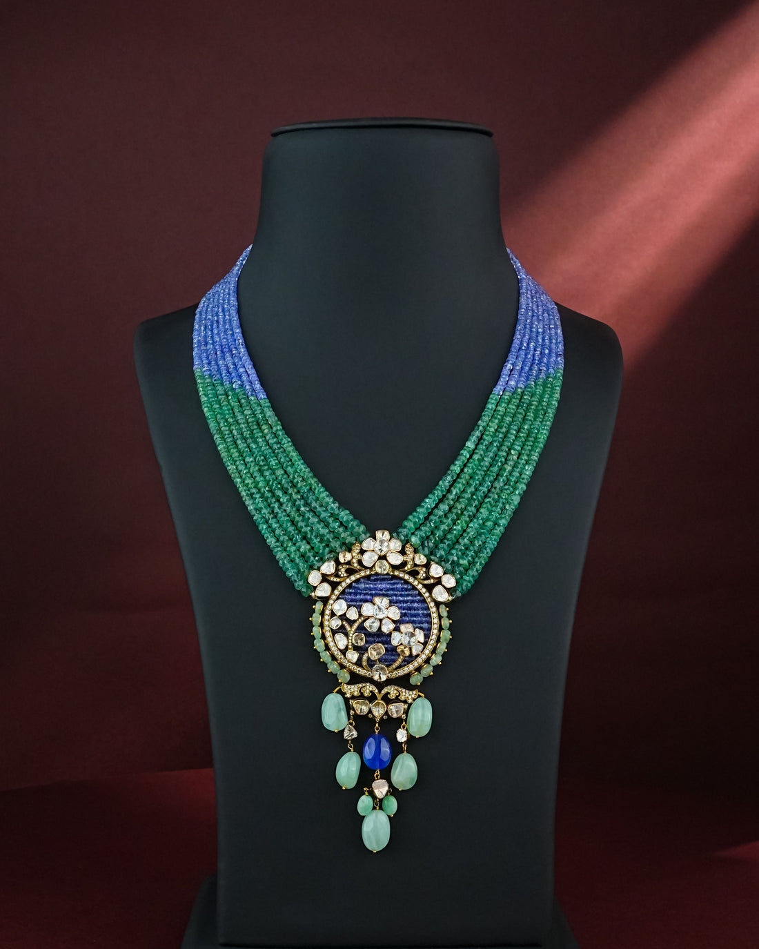 Fellah Polki And Diamond Bead Pendant