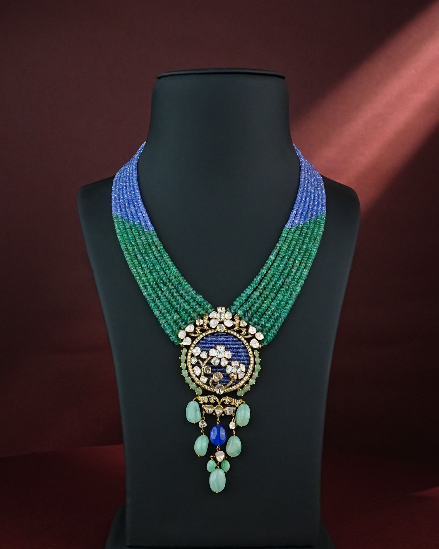 Fellah Polki And Diamond Bead Pendant