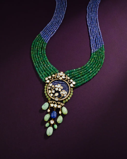Fellah Polki And Diamond Bead Pendant