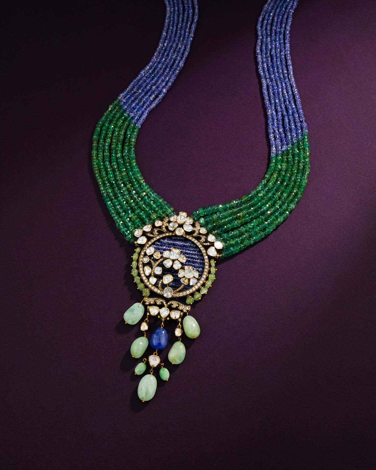 Fellah Polki And Diamond Bead Pendant