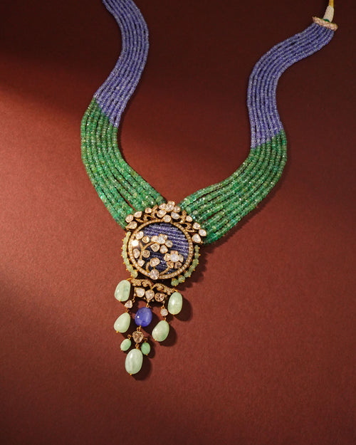 Fellah Polki And Diamond Bead Pendant