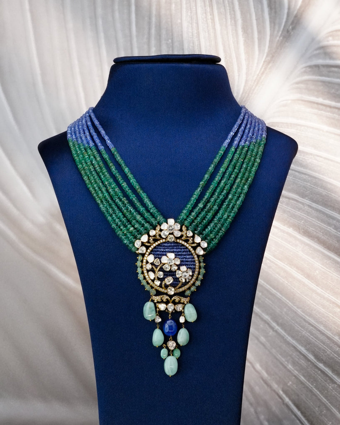 Fellah Polki And Diamond Bead Pendant