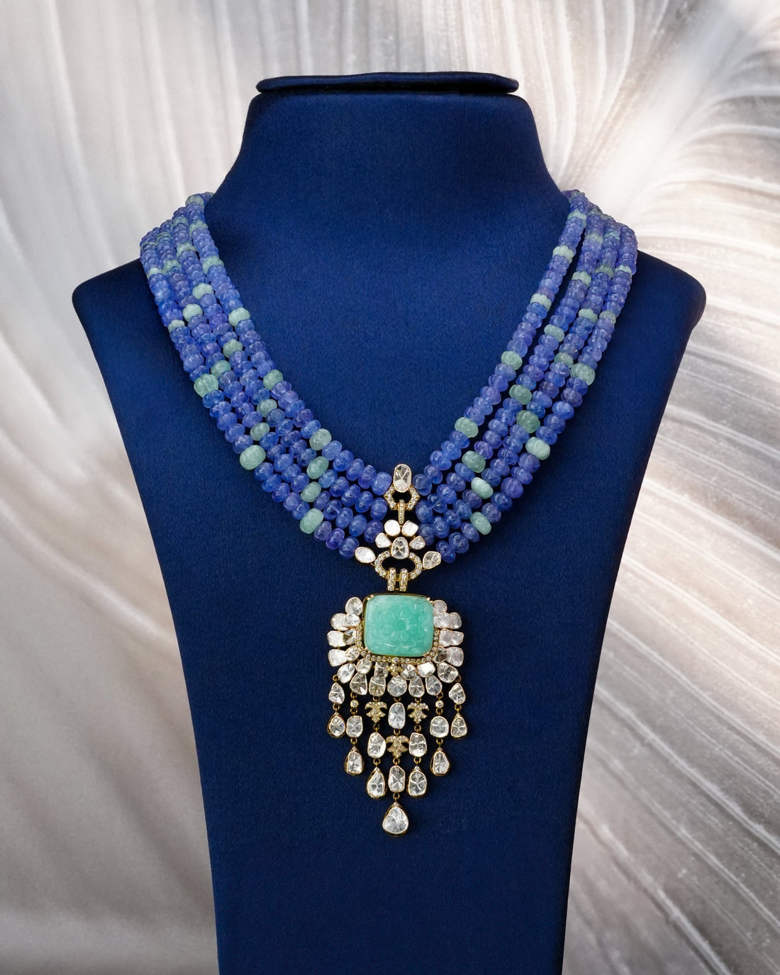 Feryal Polki And Diamond Bead Pendant