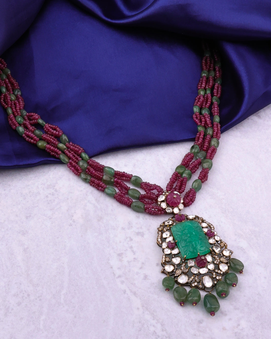 Juliana Polki And Diamond Bead Pendant