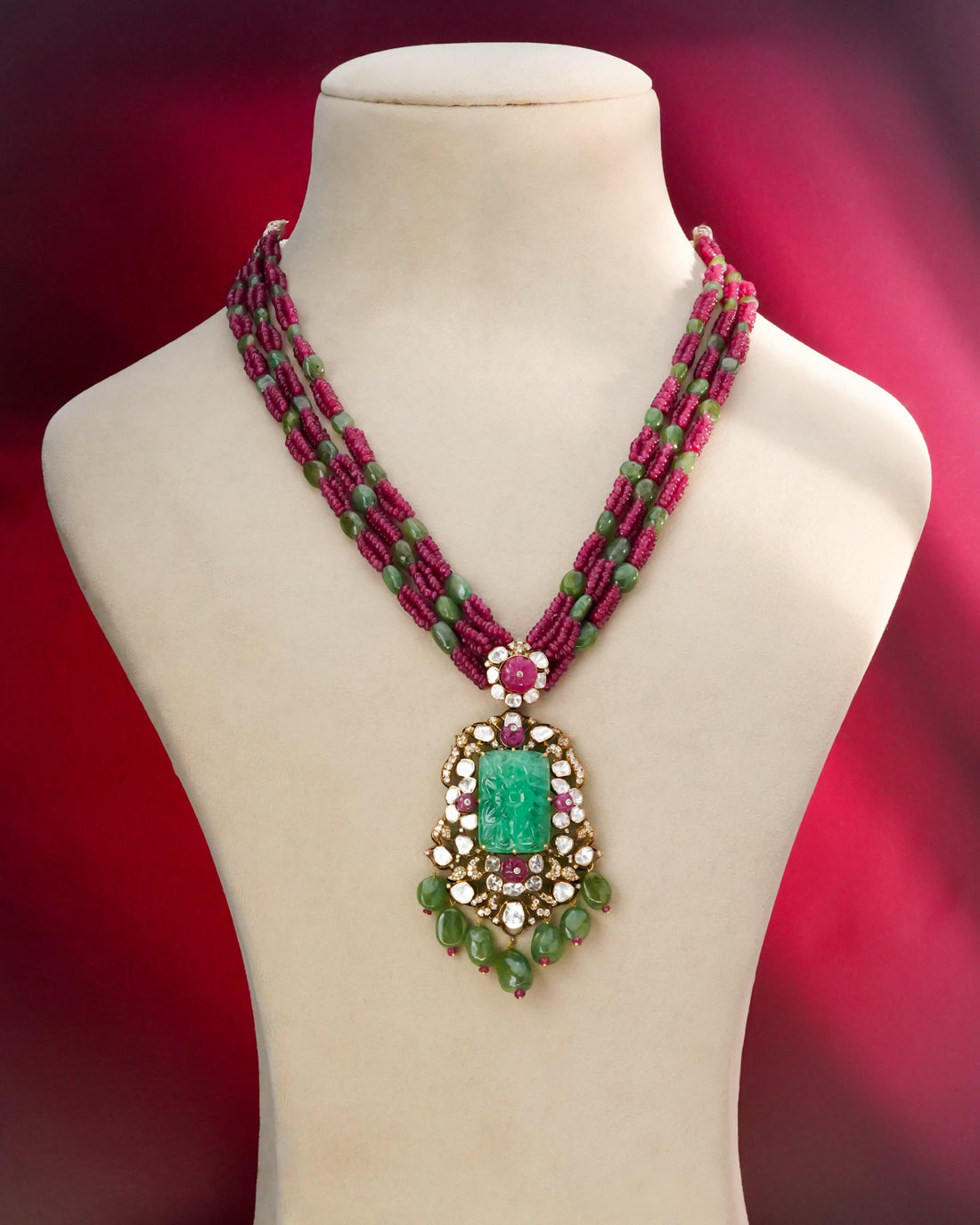 Zeba Polki And Diamond Bead Pendant