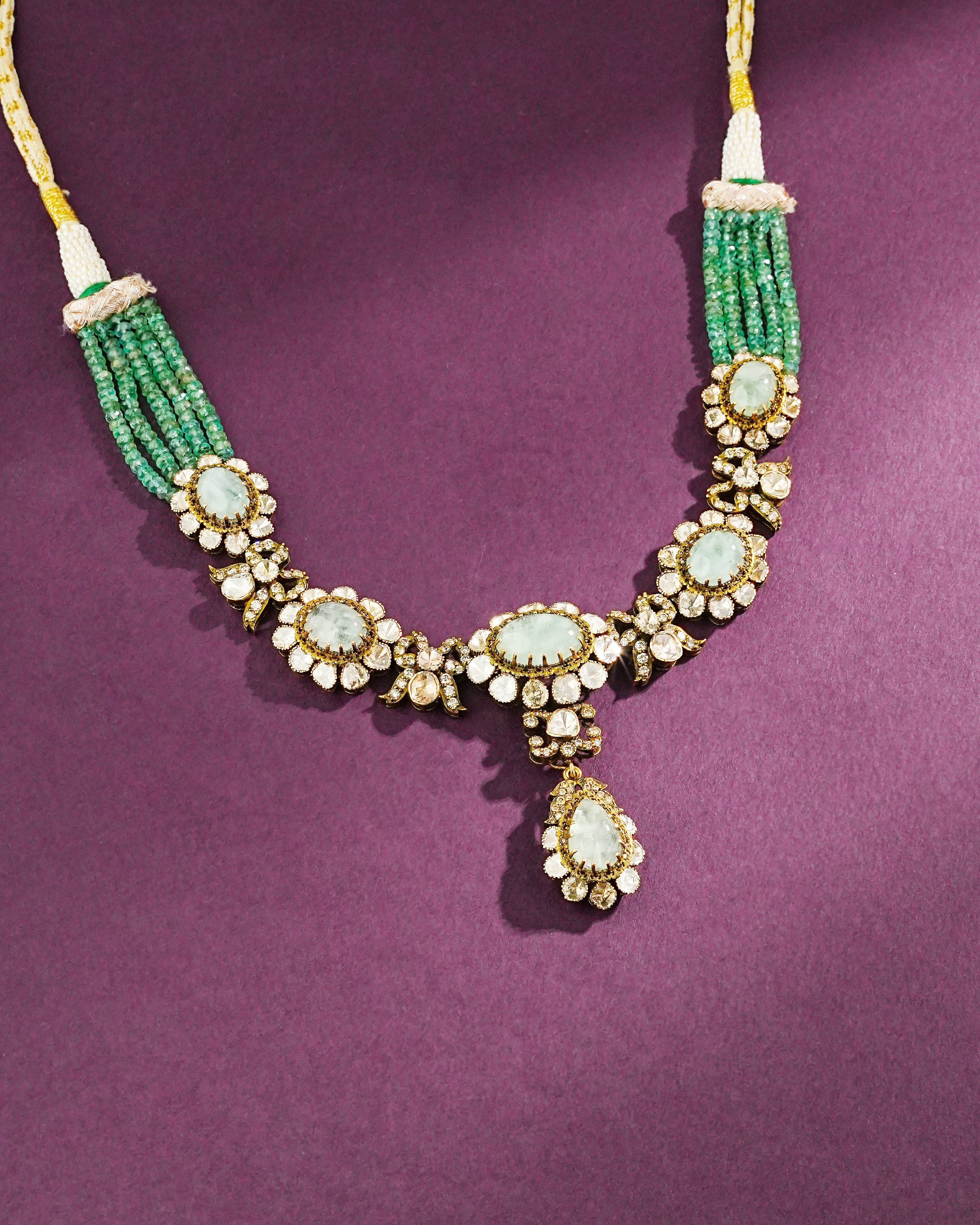 Tia Polki And Diamond Bead Pendant