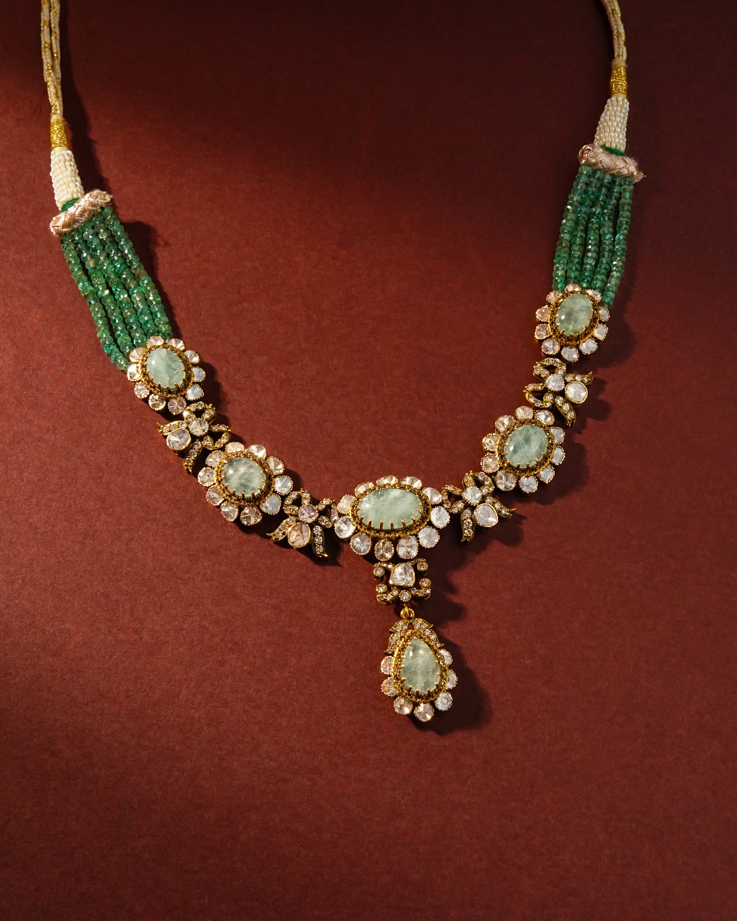 Tia Polki And Diamond Bead Pendant
