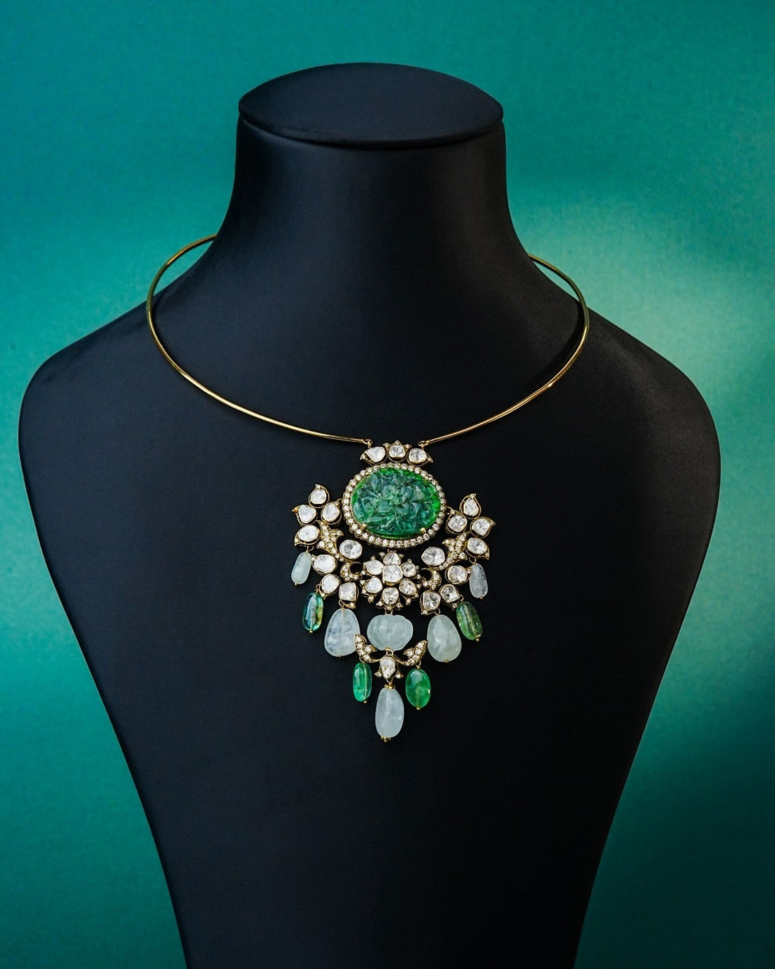 Upala Polki And Diamond Bead Pendant