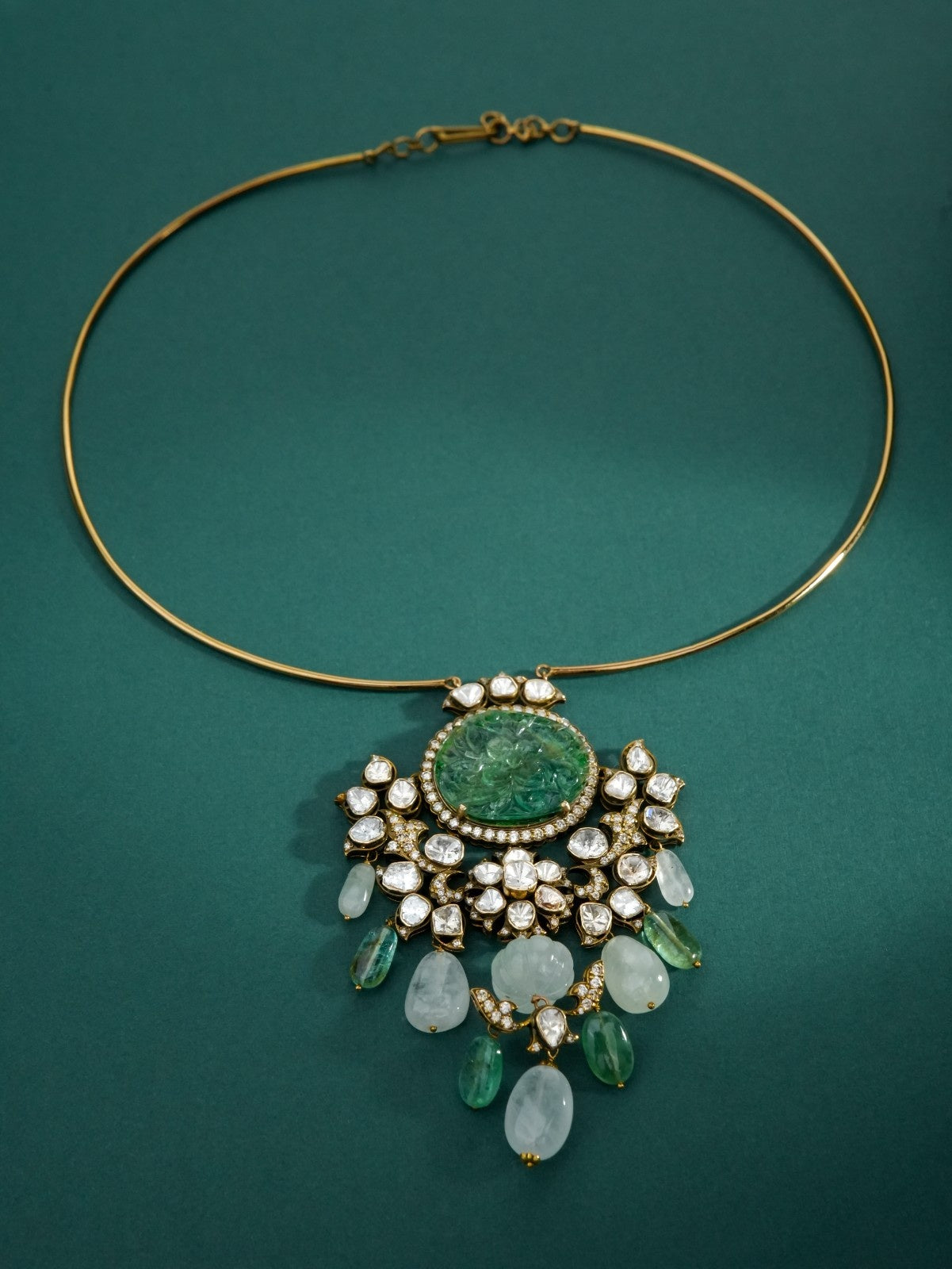 Upala Polki And Diamond Bead Pendant