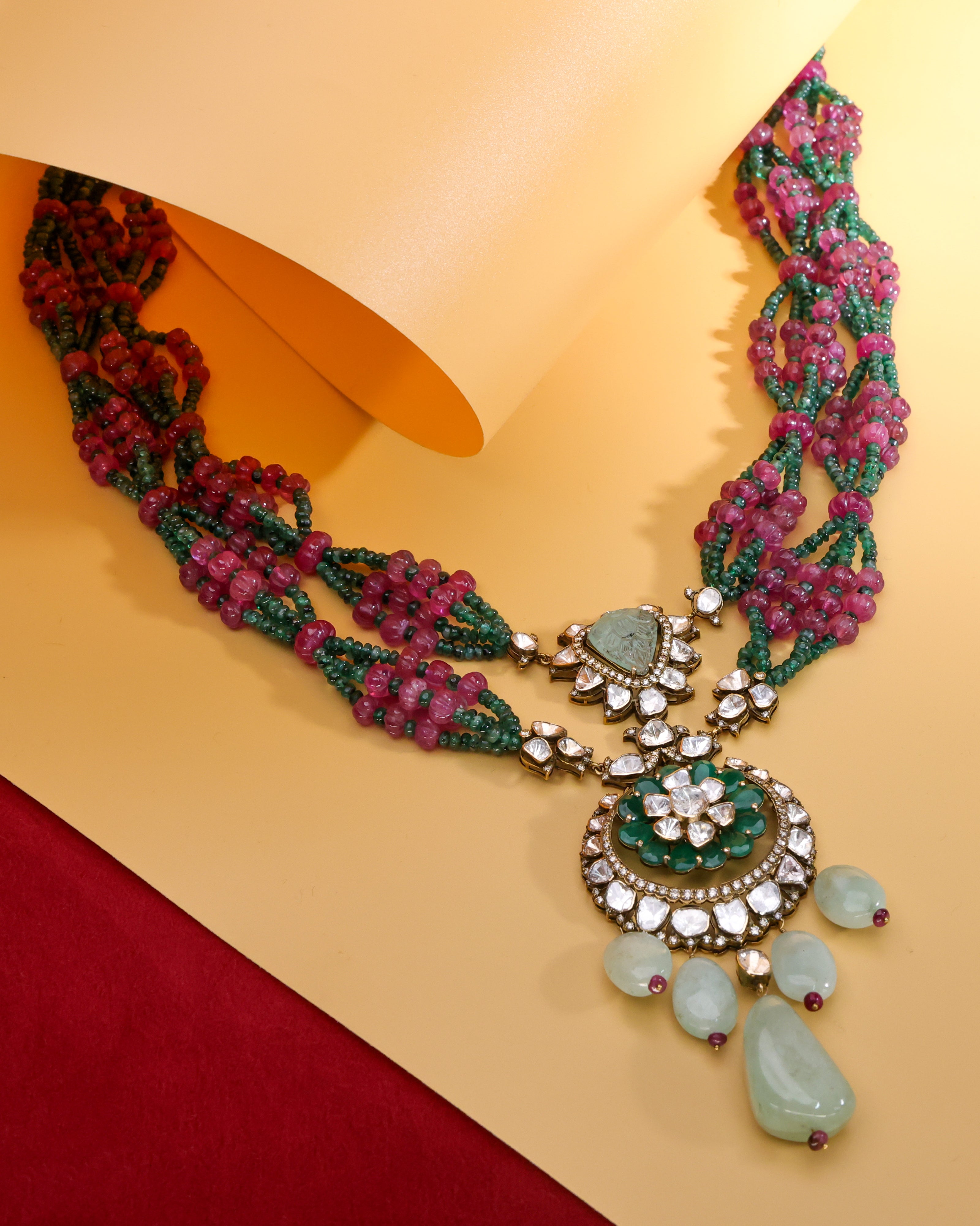 Adriana Polki And Diamond Bead Pendant