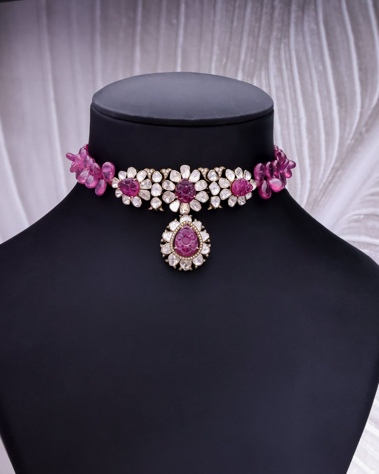 Siora Polki And Diamond Bead Choker