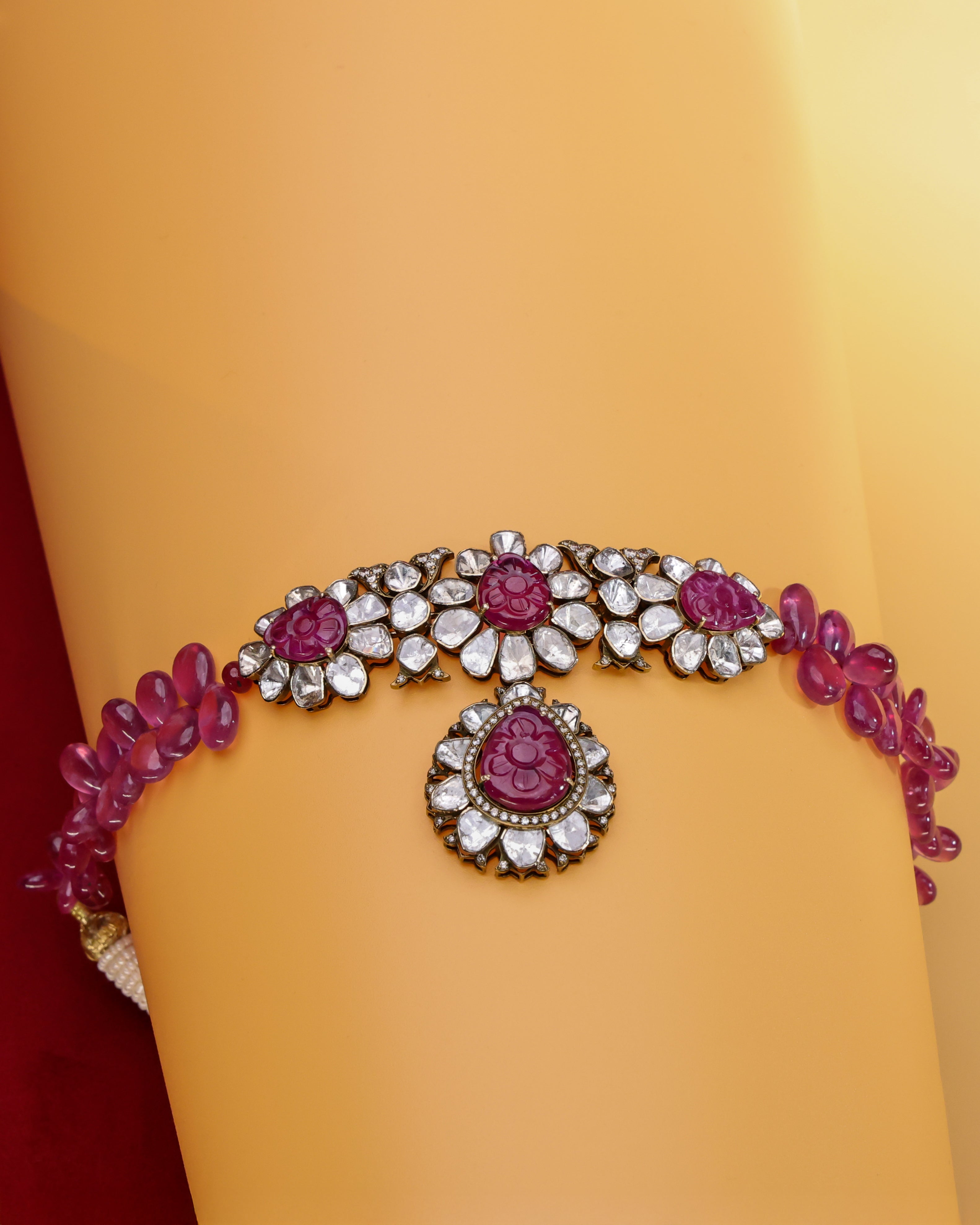 Siora Polki And Diamond Bead Choker