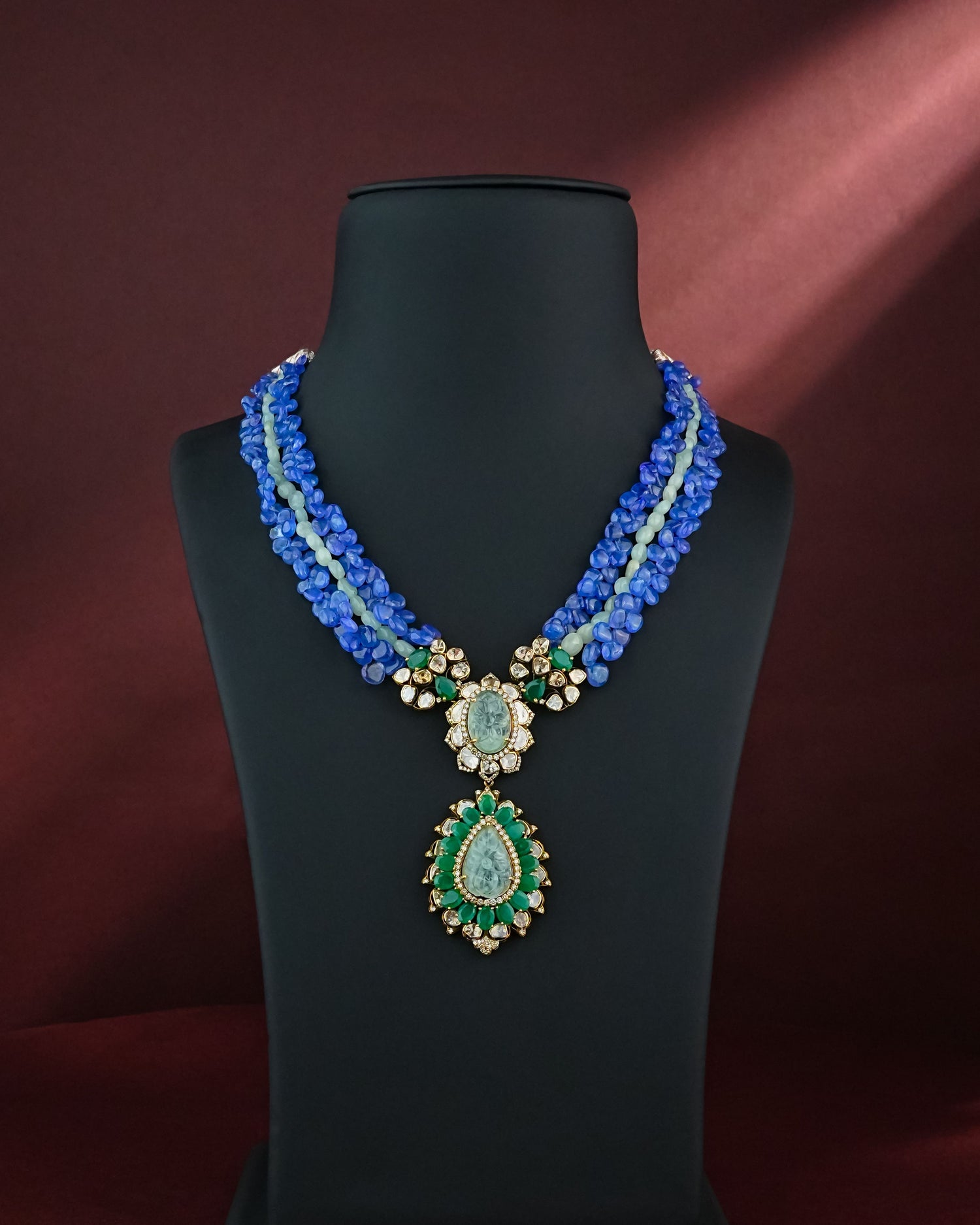 Ester Polki And Diamond Bead Pendent