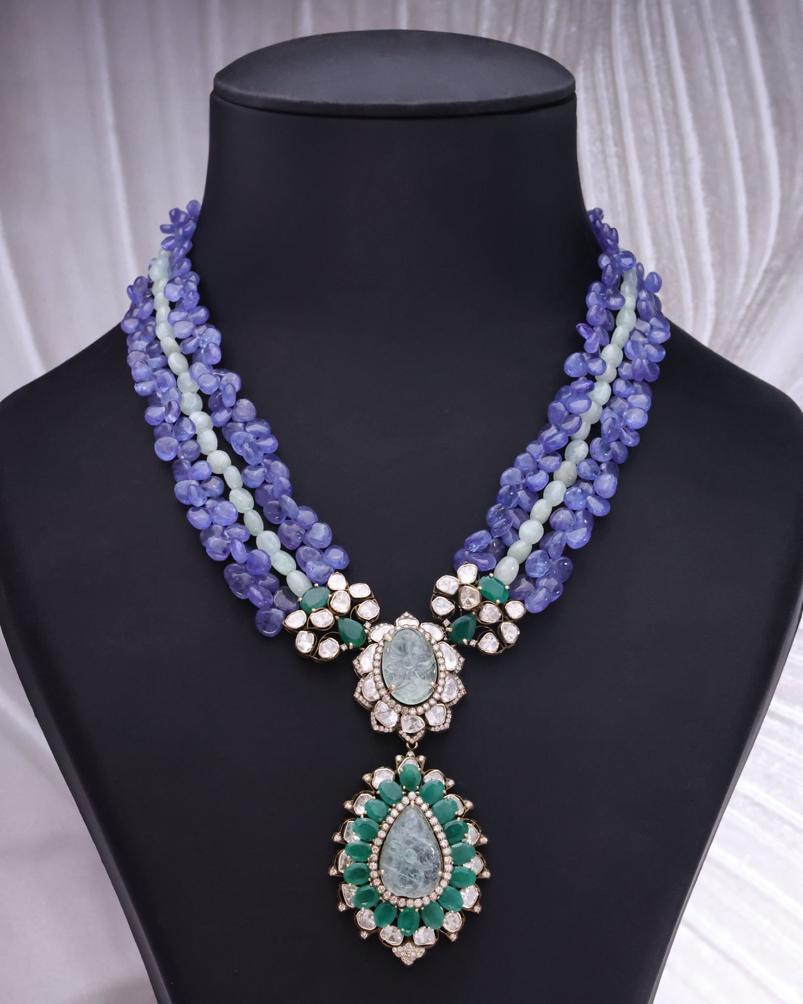 Ester Polki And Diamond Bead Pendent