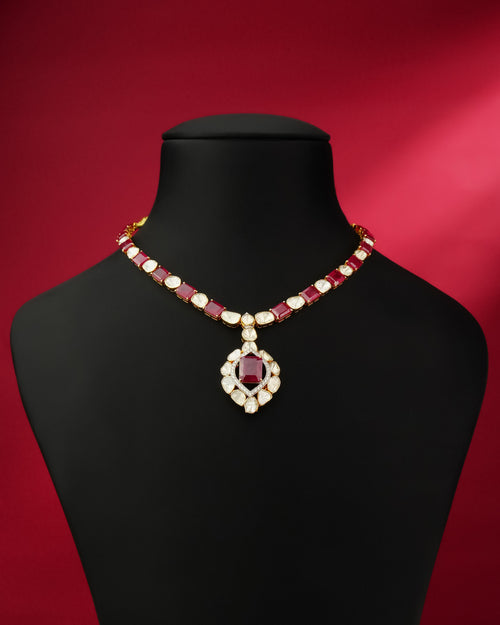 Vishalakshi Polki And Diamond Necklace