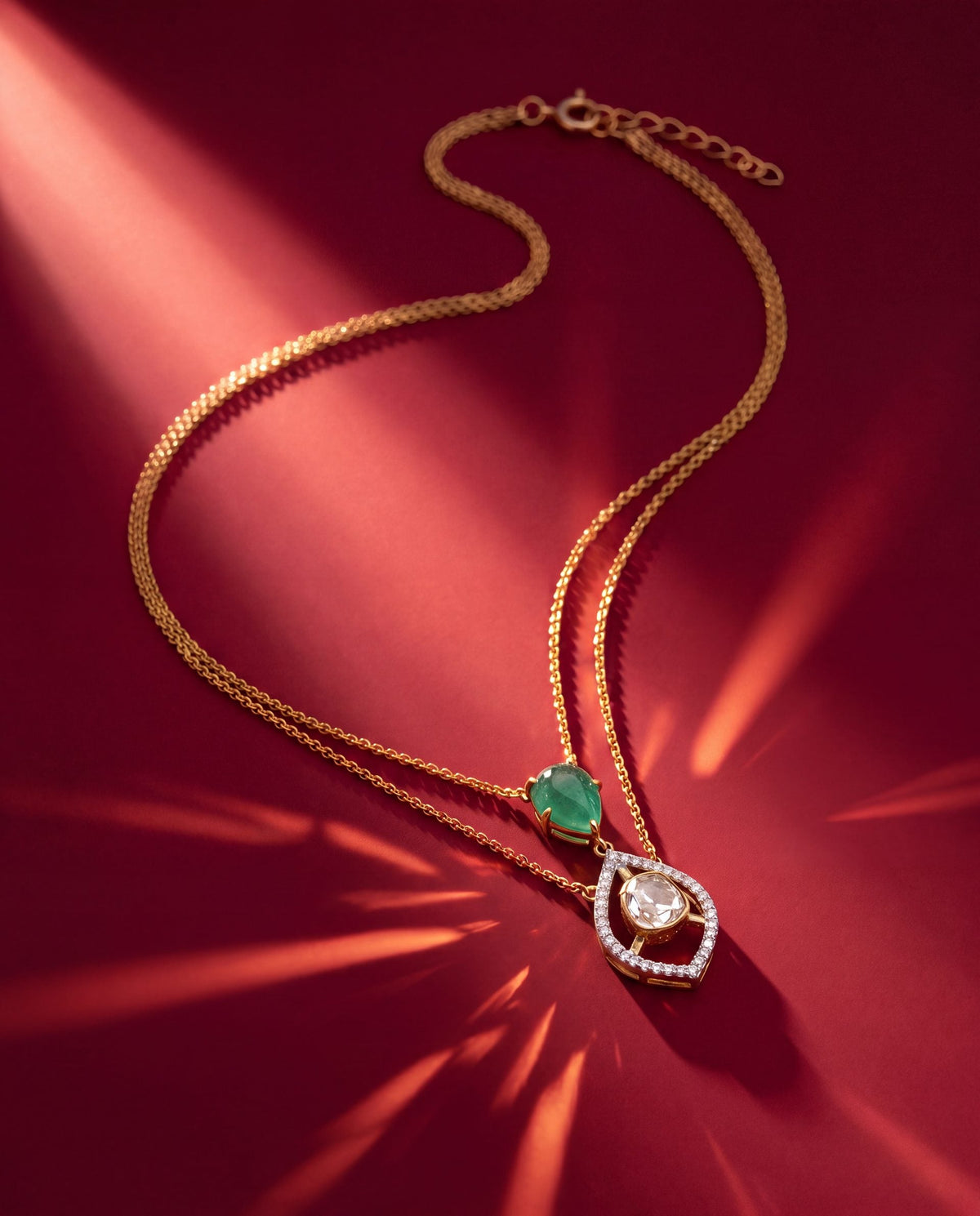 Kirti Polki And Diamond Pendant