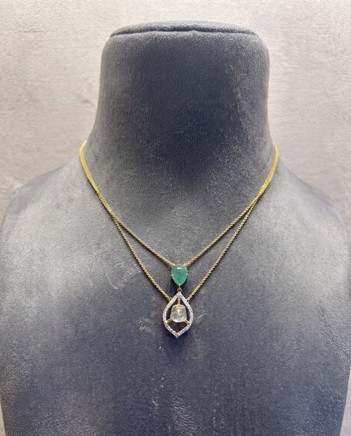 Kirti Polki And Diamond Pendant