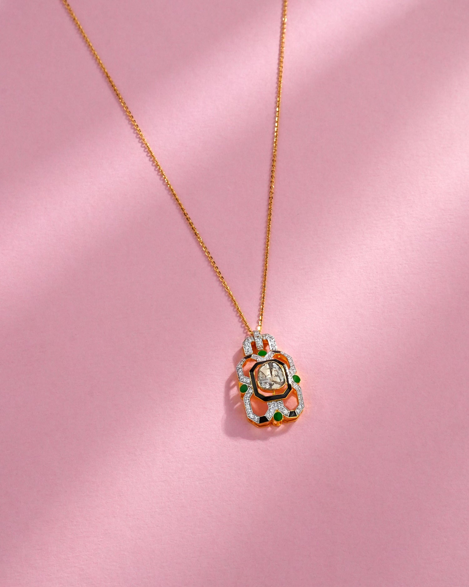 Tisha Polki And Diamond Pendant