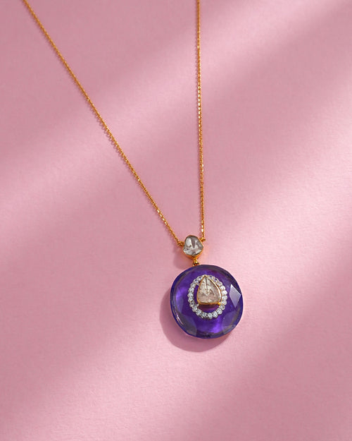 Priti Polki And Diamond Pendant