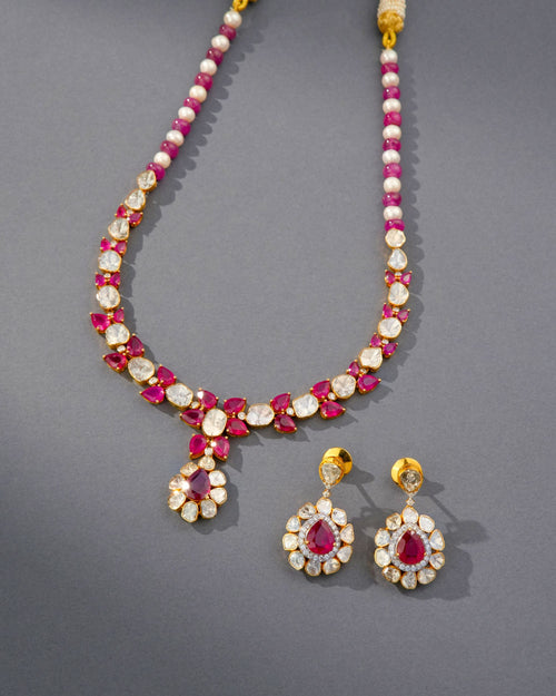 Ekra Polki And Diamond Necklace