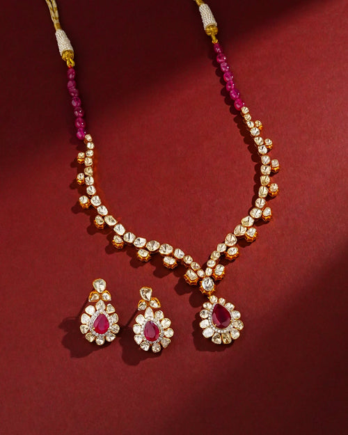 Kesha Polki And Diamond Long Earrings