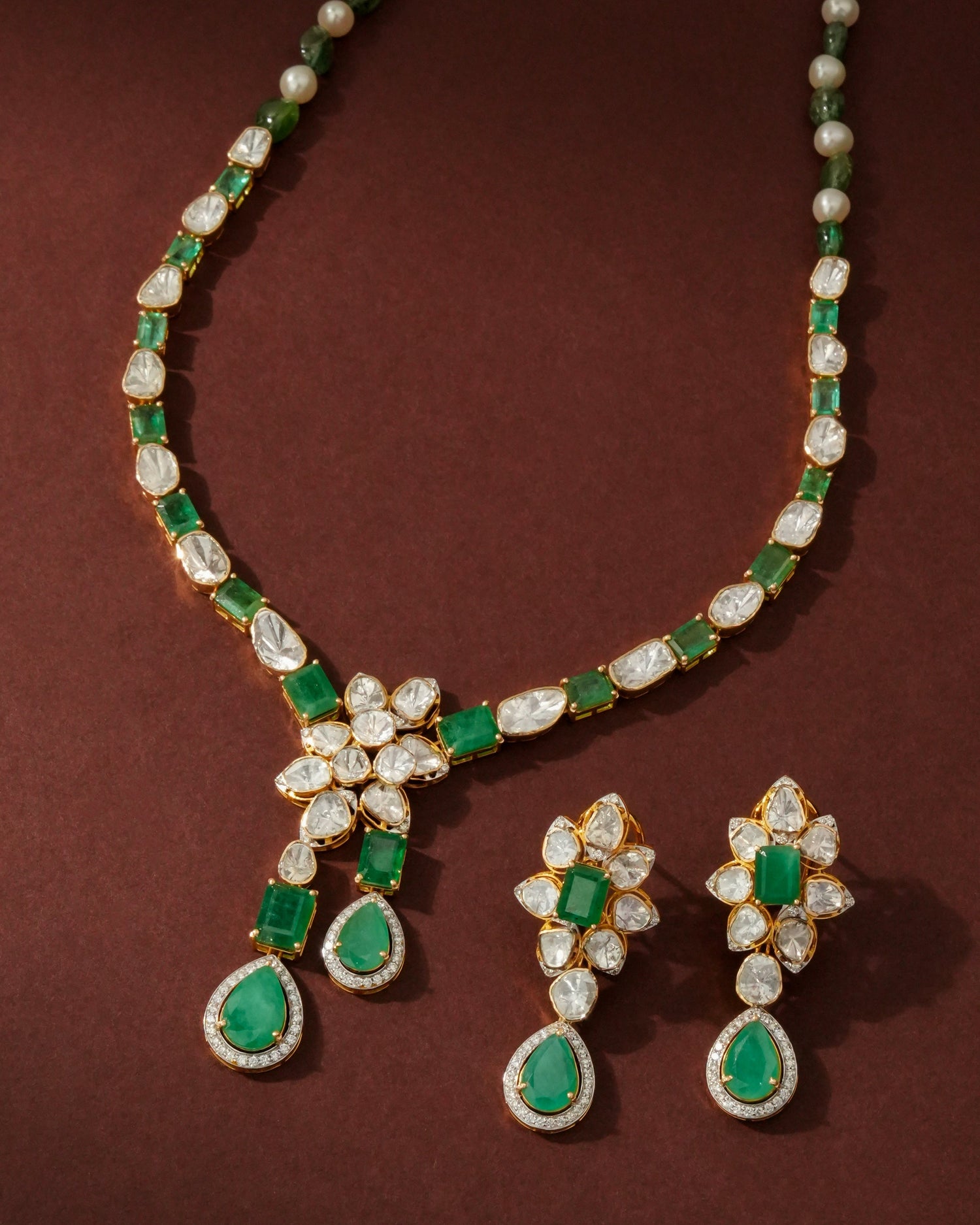 Vaishnavi Polki And Diamond Long Earrings