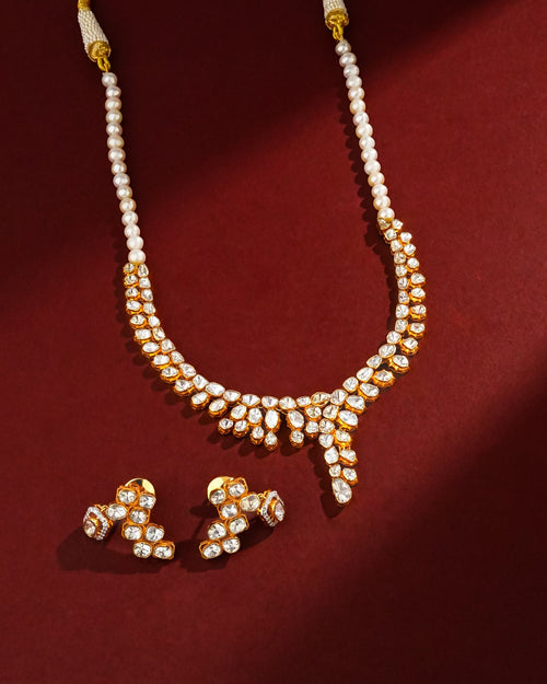 Malti Polki And Diamond Long Earrings